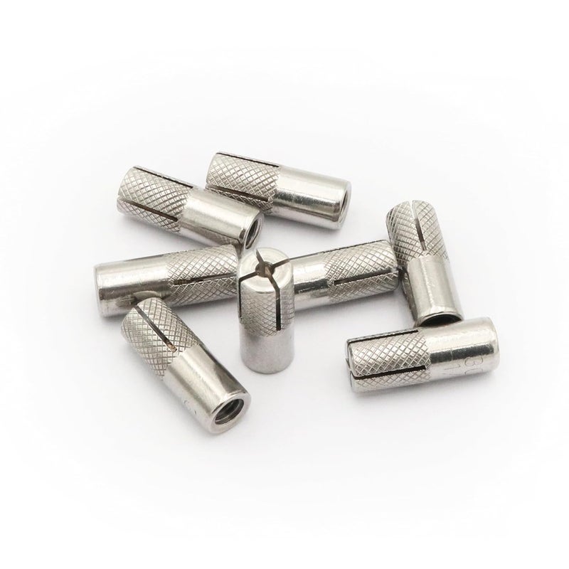 SCXCLY 25pcs Drop in Anchors, (1/4''-20) Knurled Drop-in-Anchor for Solid Concrete, Internal Forced Expansion Screw Bolts, 304 Stainless Steel(Silver) - Image 4